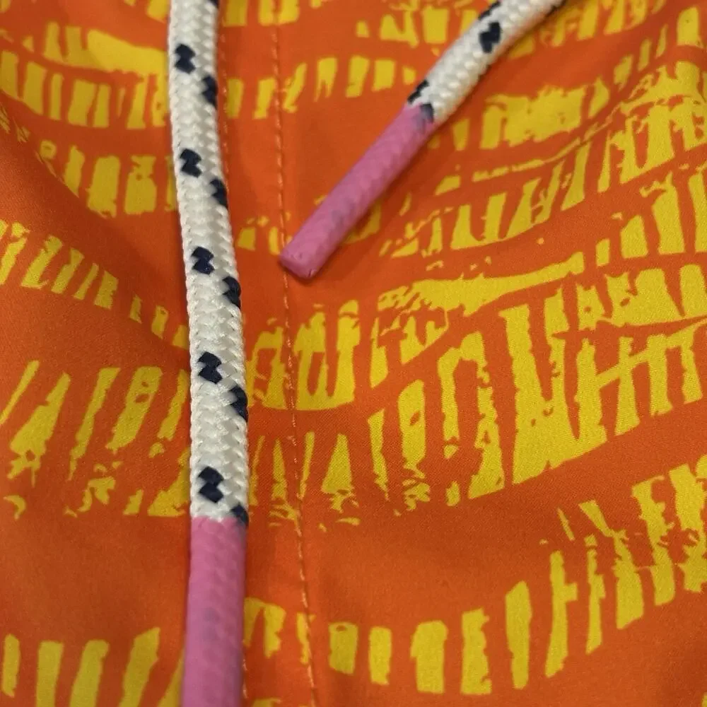 Psycho Bunny Neon Orange & Yellow Wavy XXXL Mischief Swim Trunks Lined NWOT 3XL